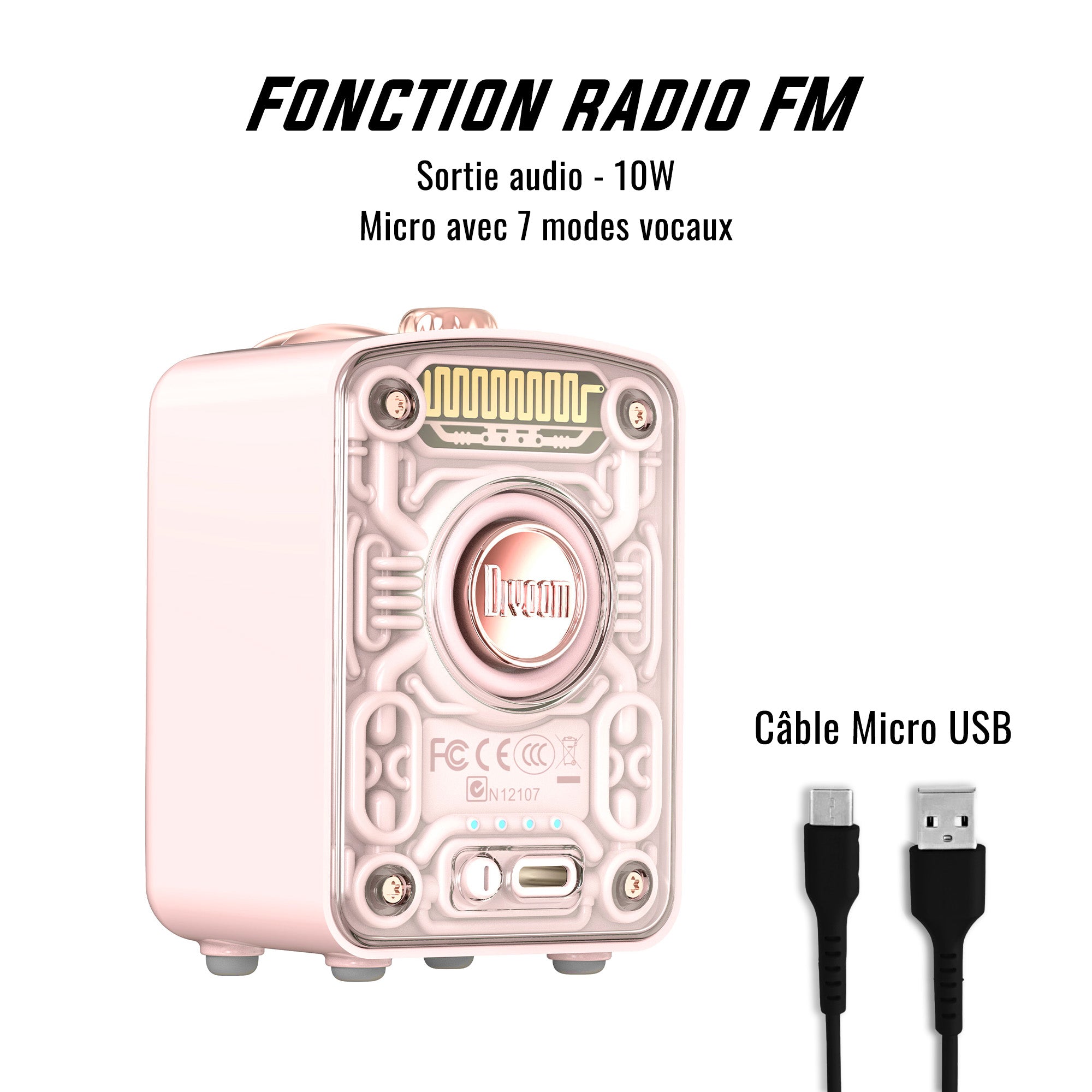 Enceinte + Micro Bluetooth avec Ecran - Ditoo Mic Rose