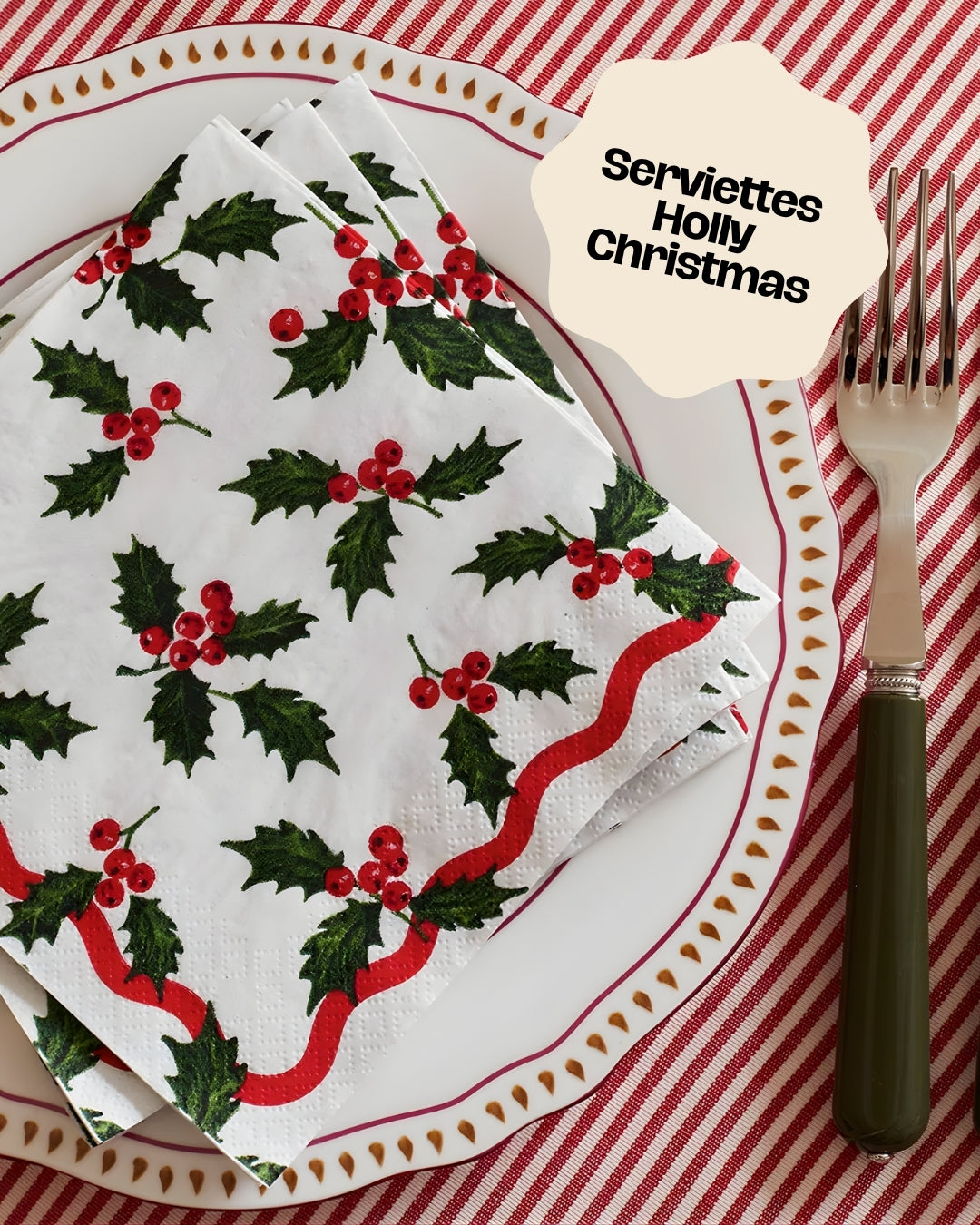 Serviettes en papier - Holly Christmas