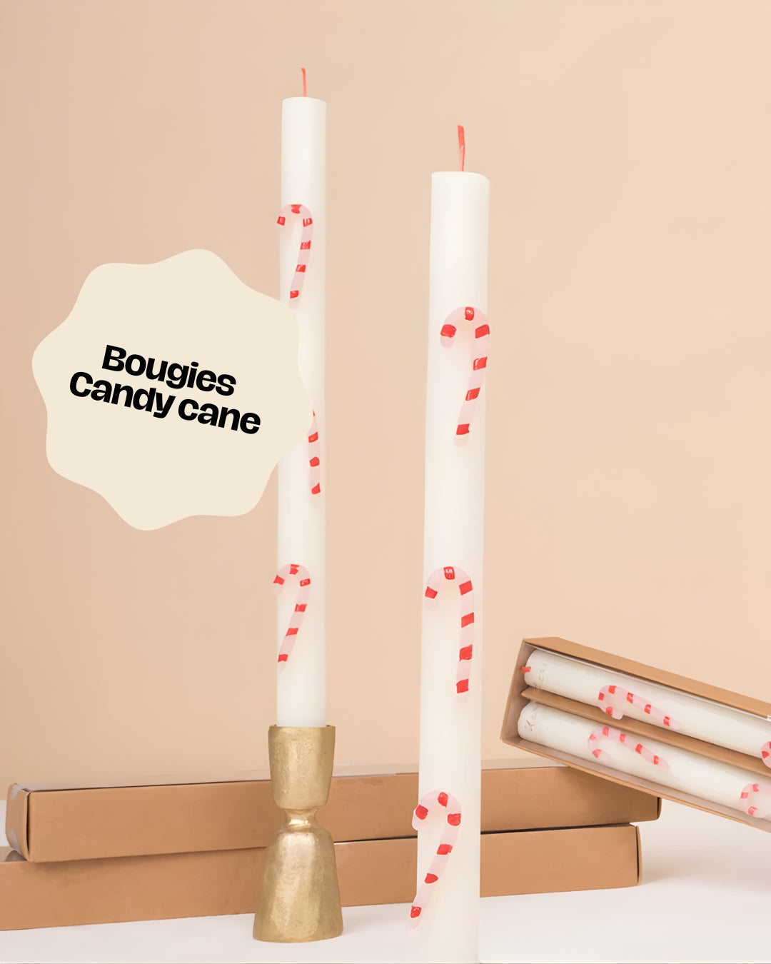 Set de 2 Bougies Candy cane