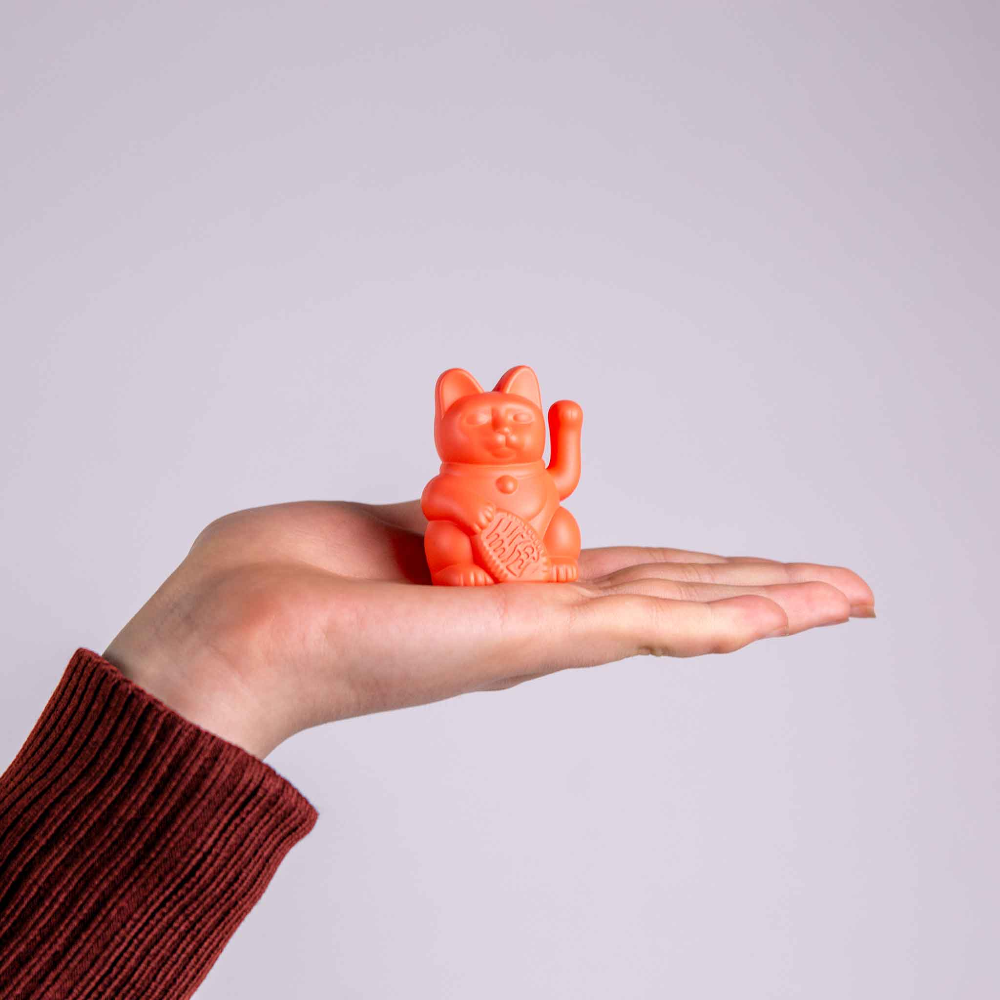 Lucky Cat solaire - néon orange