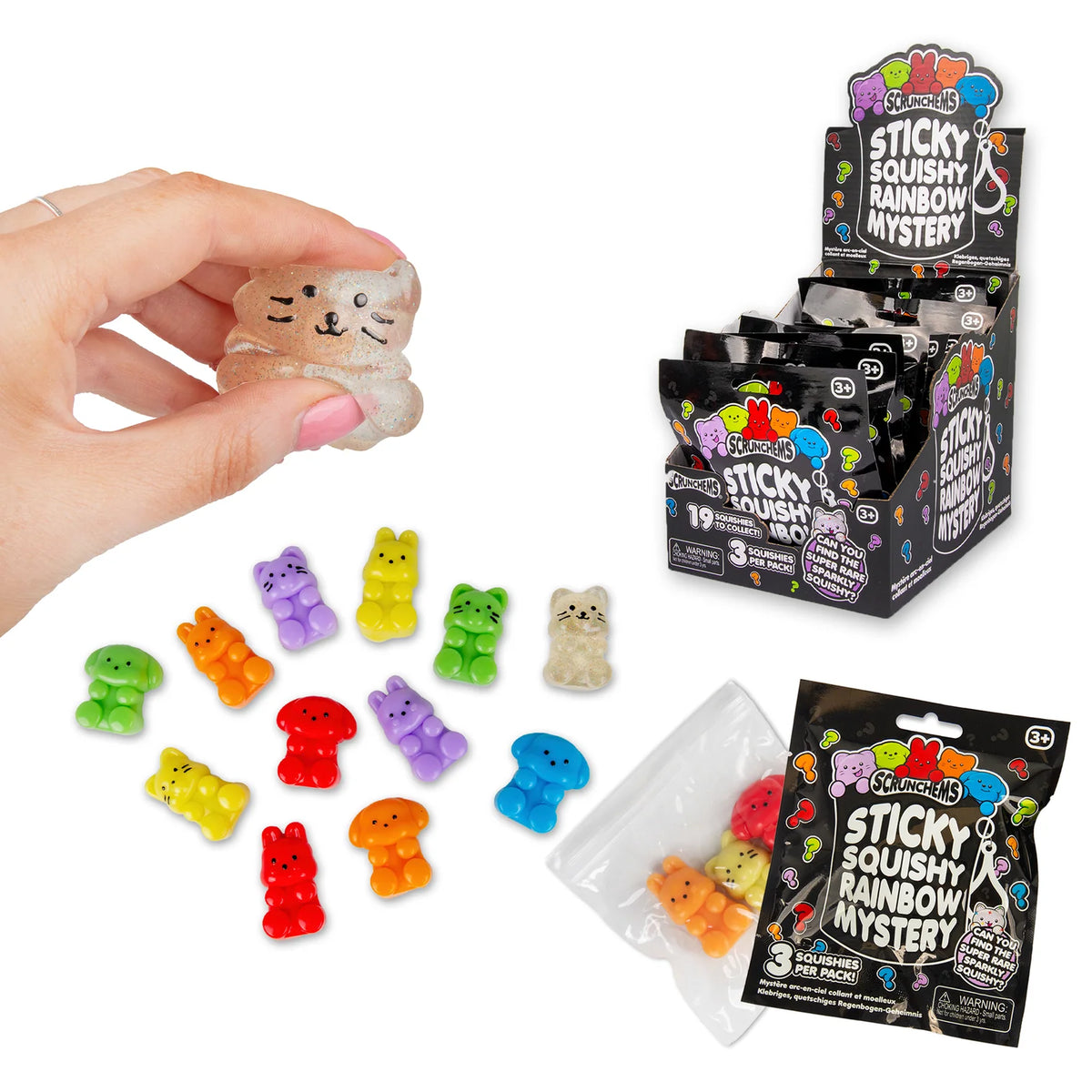 Set 3 mini anti-stress - animaux mystère