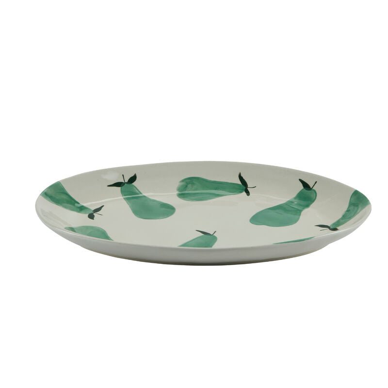 Assiette ovale motif poires