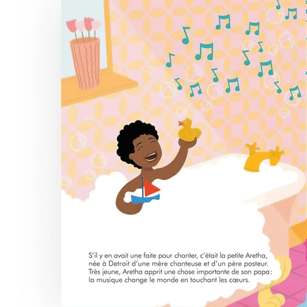 Livre de la Collection Petite & Grande de Kimane. Découvrez Aretha Franklin dans cette superbe biographie illustrée pour enfants.