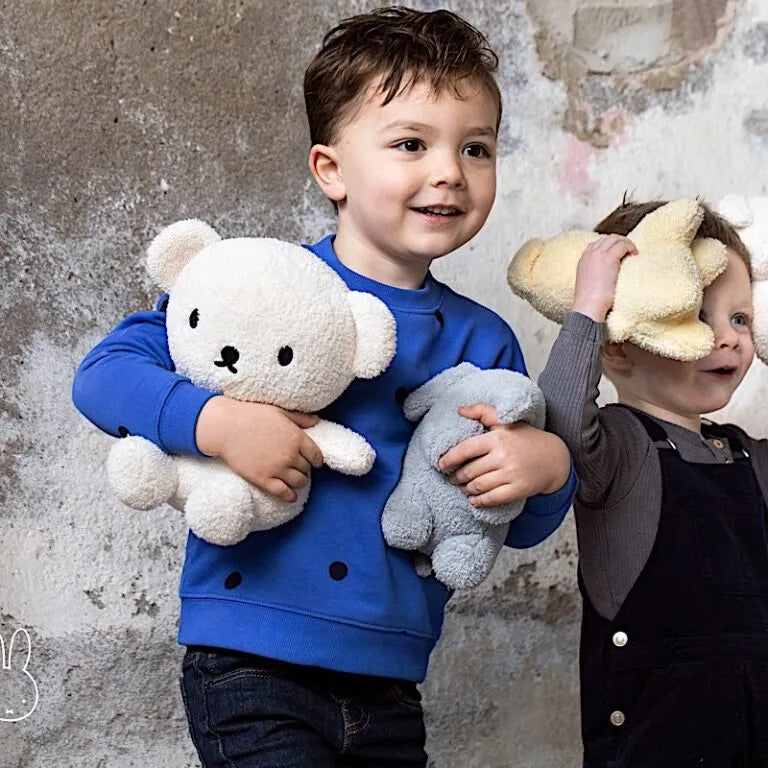 Peluche Boris velours côtelé 17 cm - crème