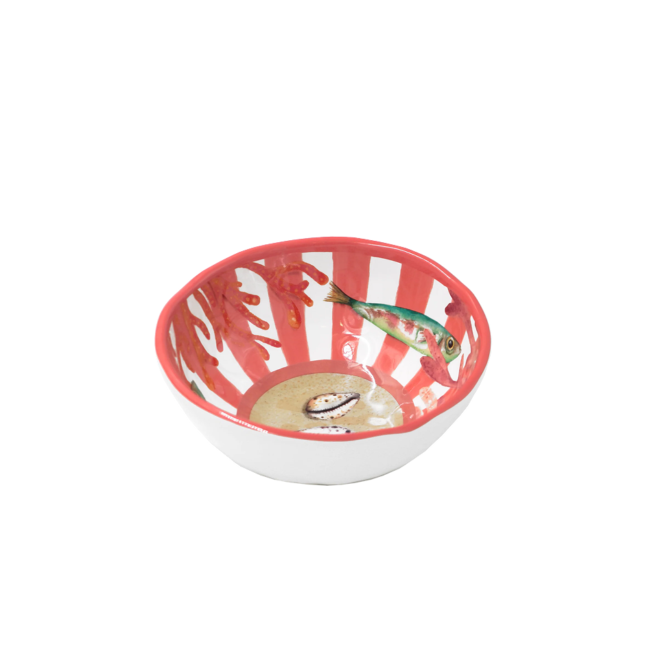 Bol mélamine Ø 15 cm Litorale fond marin rayé rouge et blanc