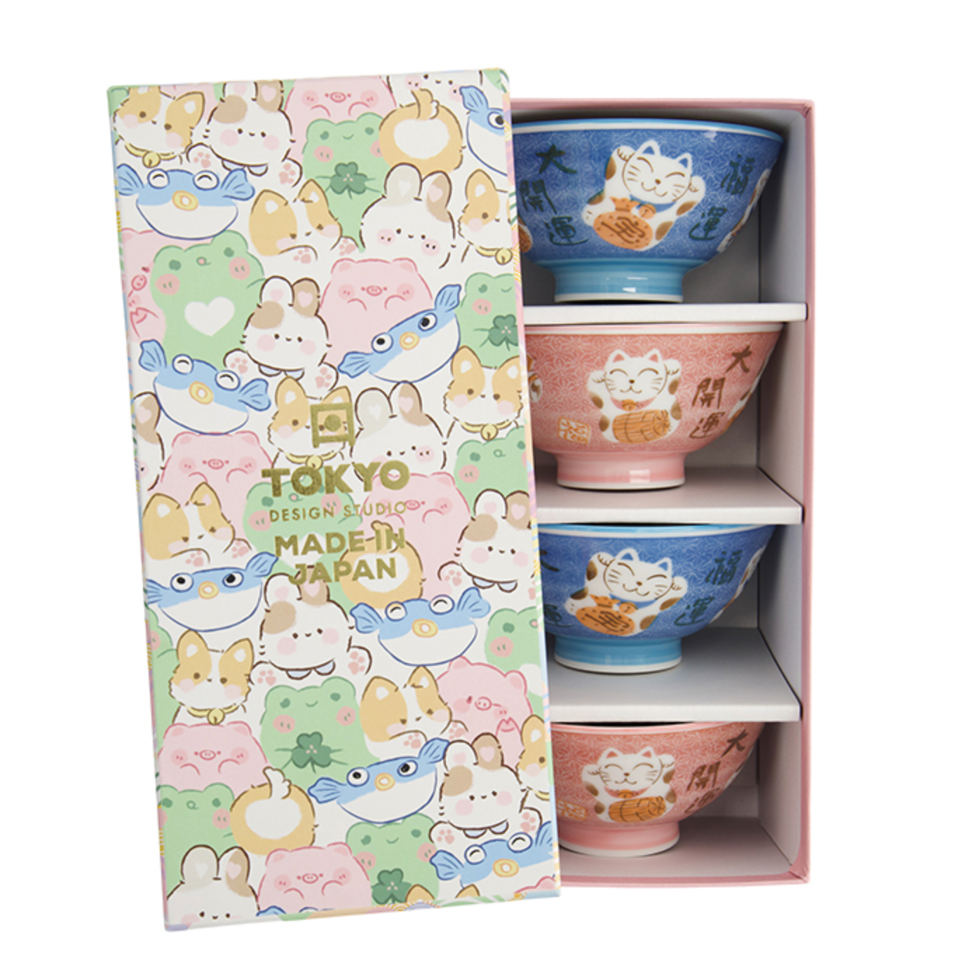 Coffret 4 Bols Kawaii Lucky cat