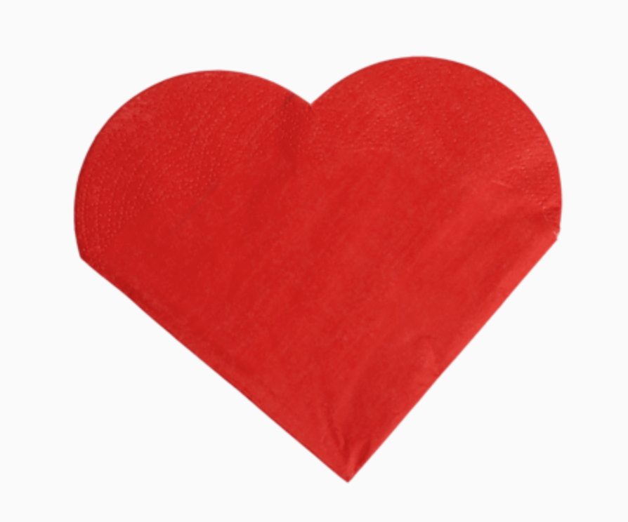 Serviettes en papier coeur rouge
