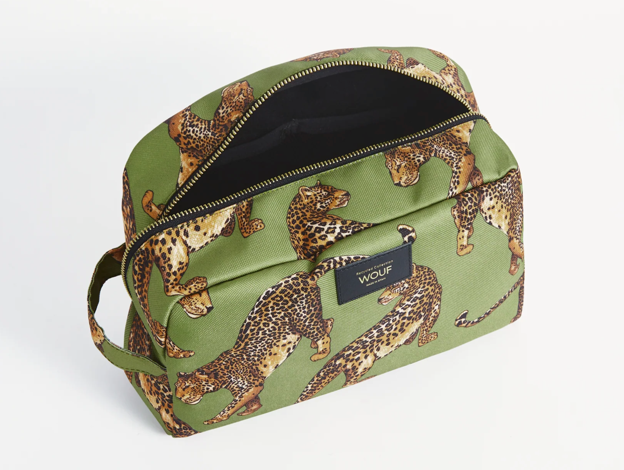 Wouf Trousse de toilette large - Olive Léopard