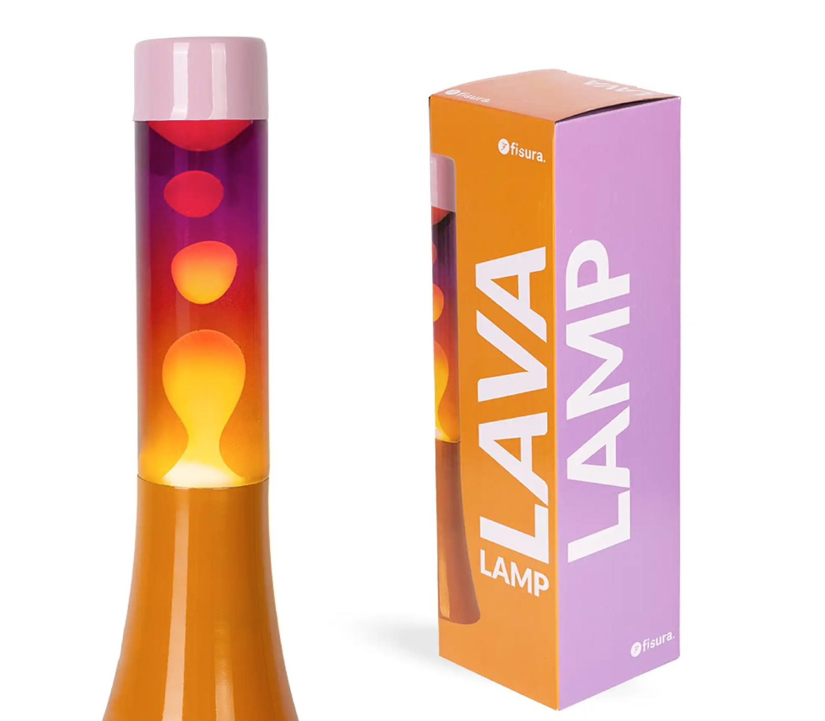 Mini Lampe à lave H.31 cm - rose et orange