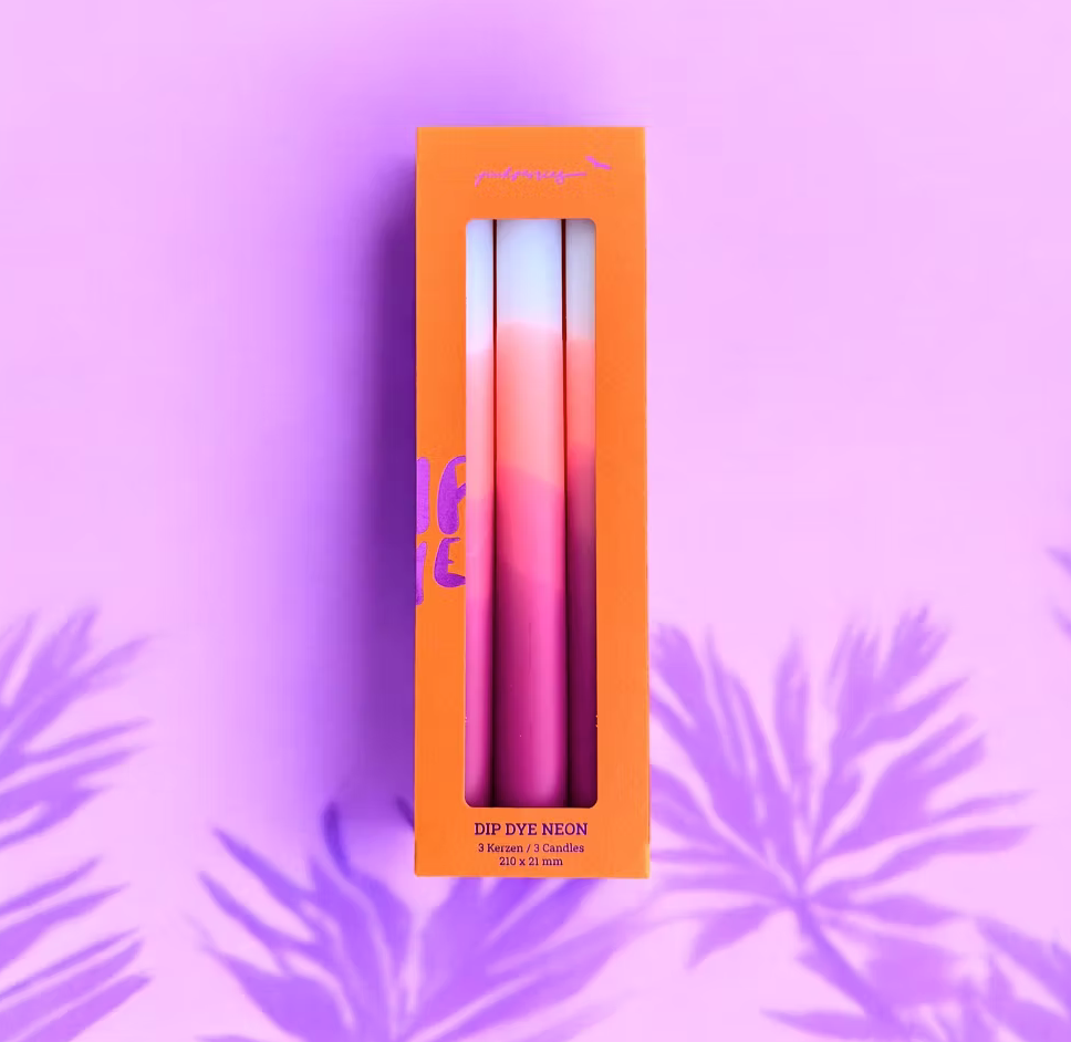 Set de 3 bougies Dip dye Neon - Triple Eggplant