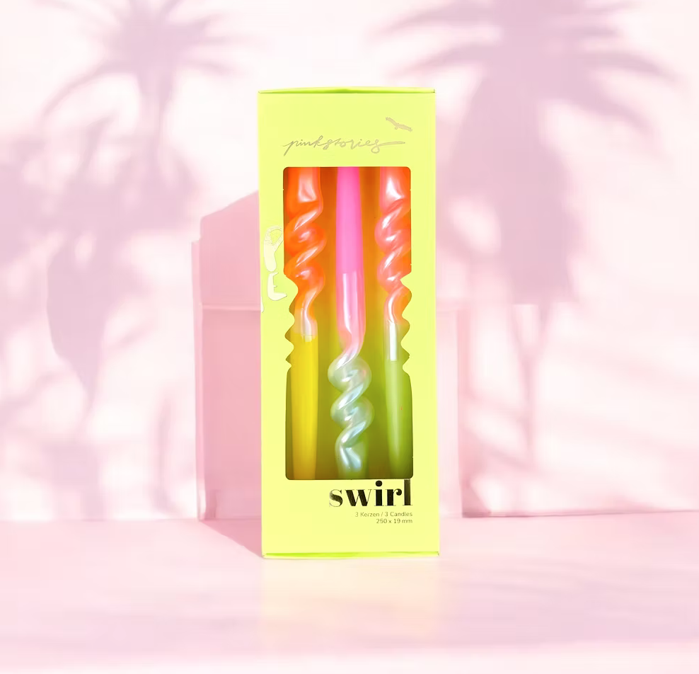 Set de 3 bougies Dip dye Swirl - Spring Candy