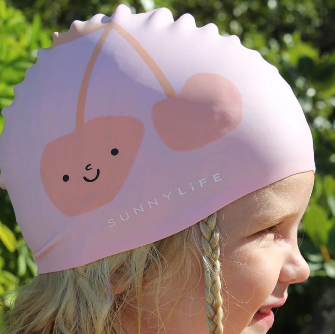Sunnylife Bonnet de bain enfant - Cotton candy cherry