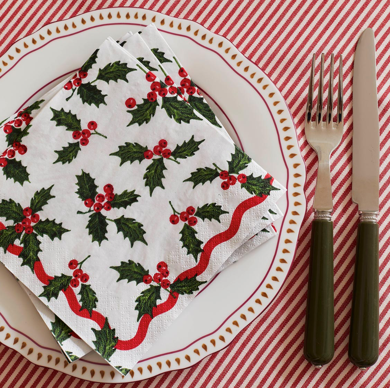 Serviettes en papier - Holly Christmas