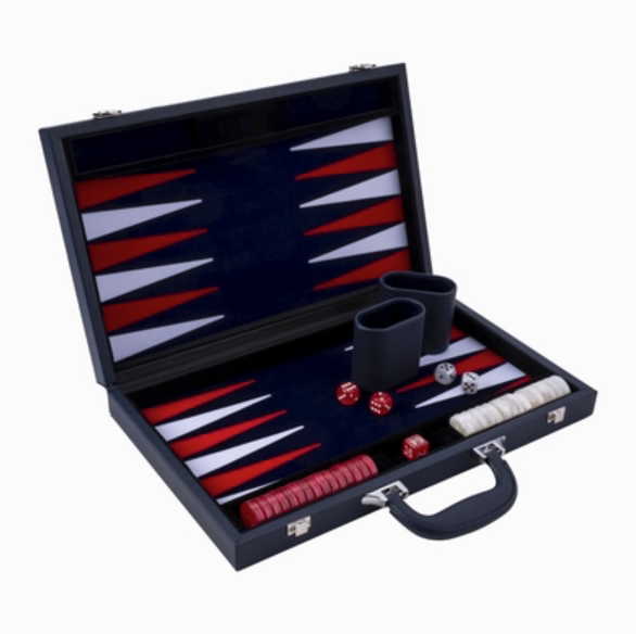 Backgammon cuir Bleu