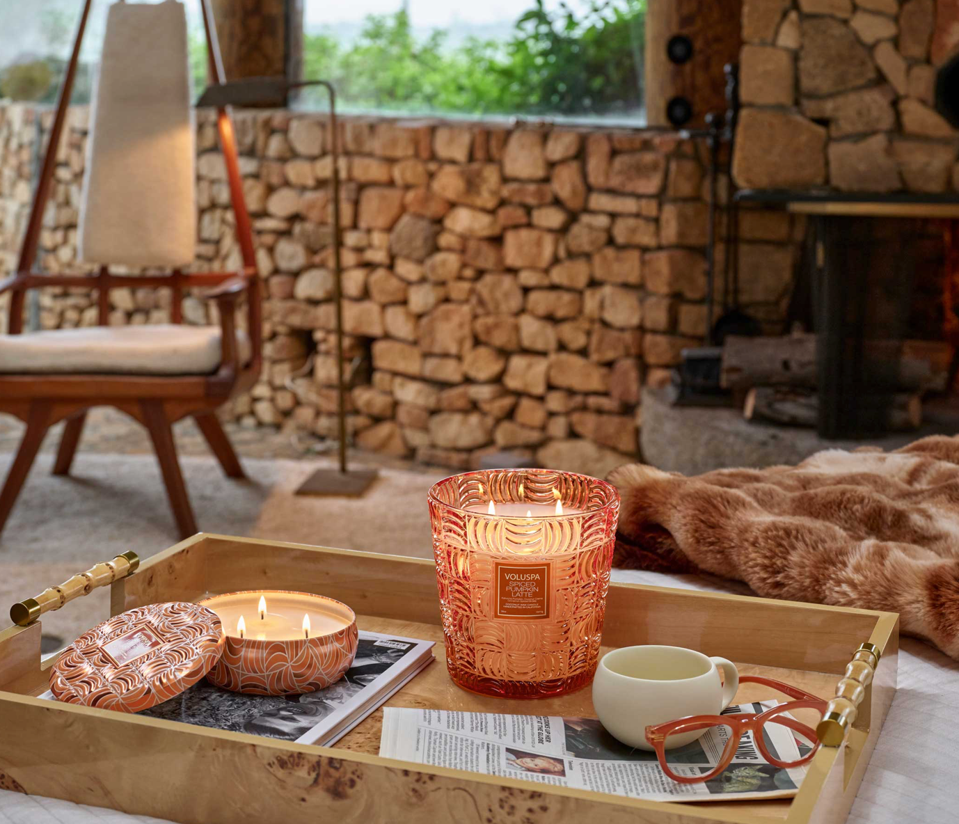 Voluspa bougie parfumée 3 mèches - Spiced pumpkin latte