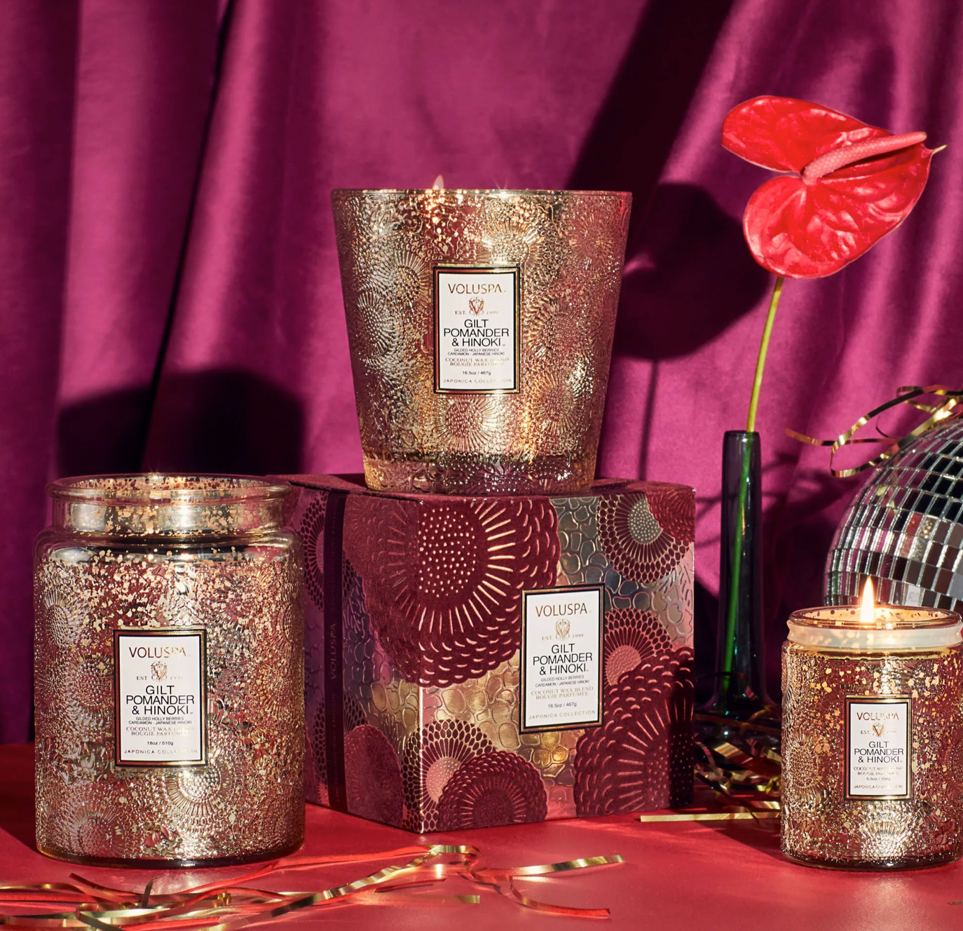 Voluspa bougie parfumée 1 mèche - Gilt Pomander & Hinoki