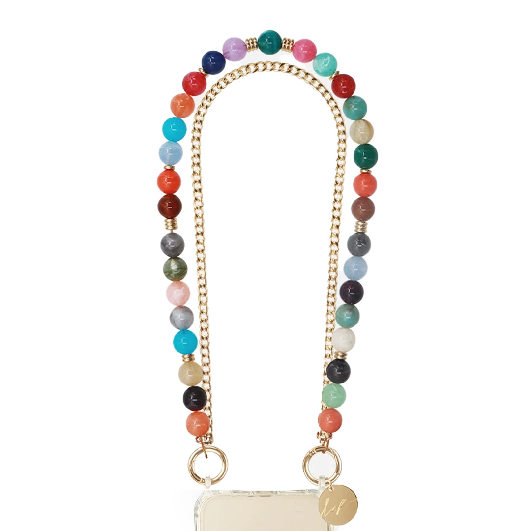 Chaîne courte de téléphone 35 cm - Harper perles multicolores