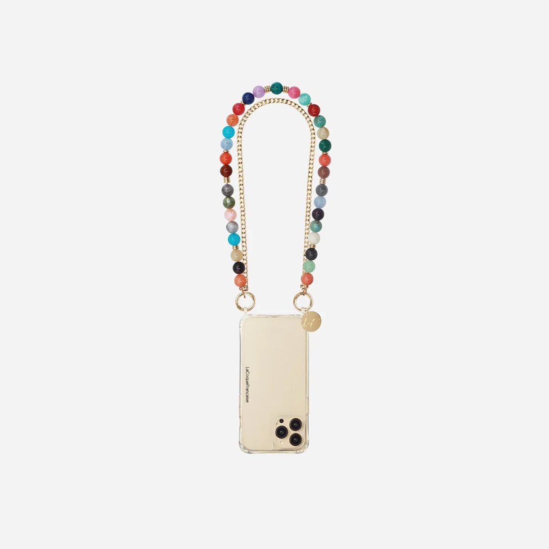Chaîne courte de téléphone 35 cm - Harper perles multicolores