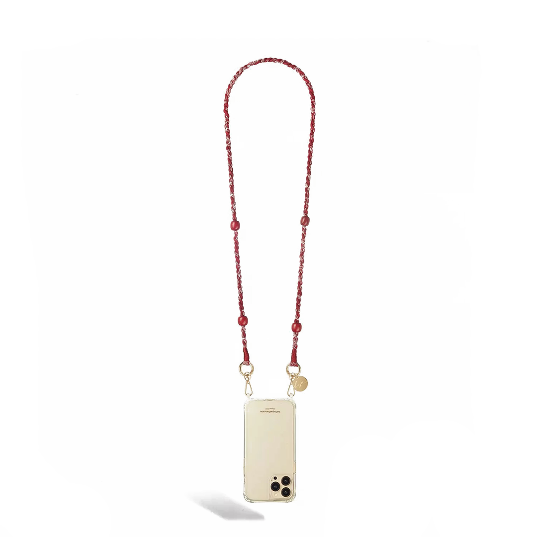 Chaîne de Téléphone Bandana et Perles Della - Rouge