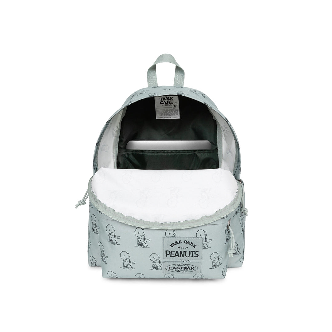Sac à dos Eastpak Day Pak'R Peanuts Mint, Vue de face poche ouverte