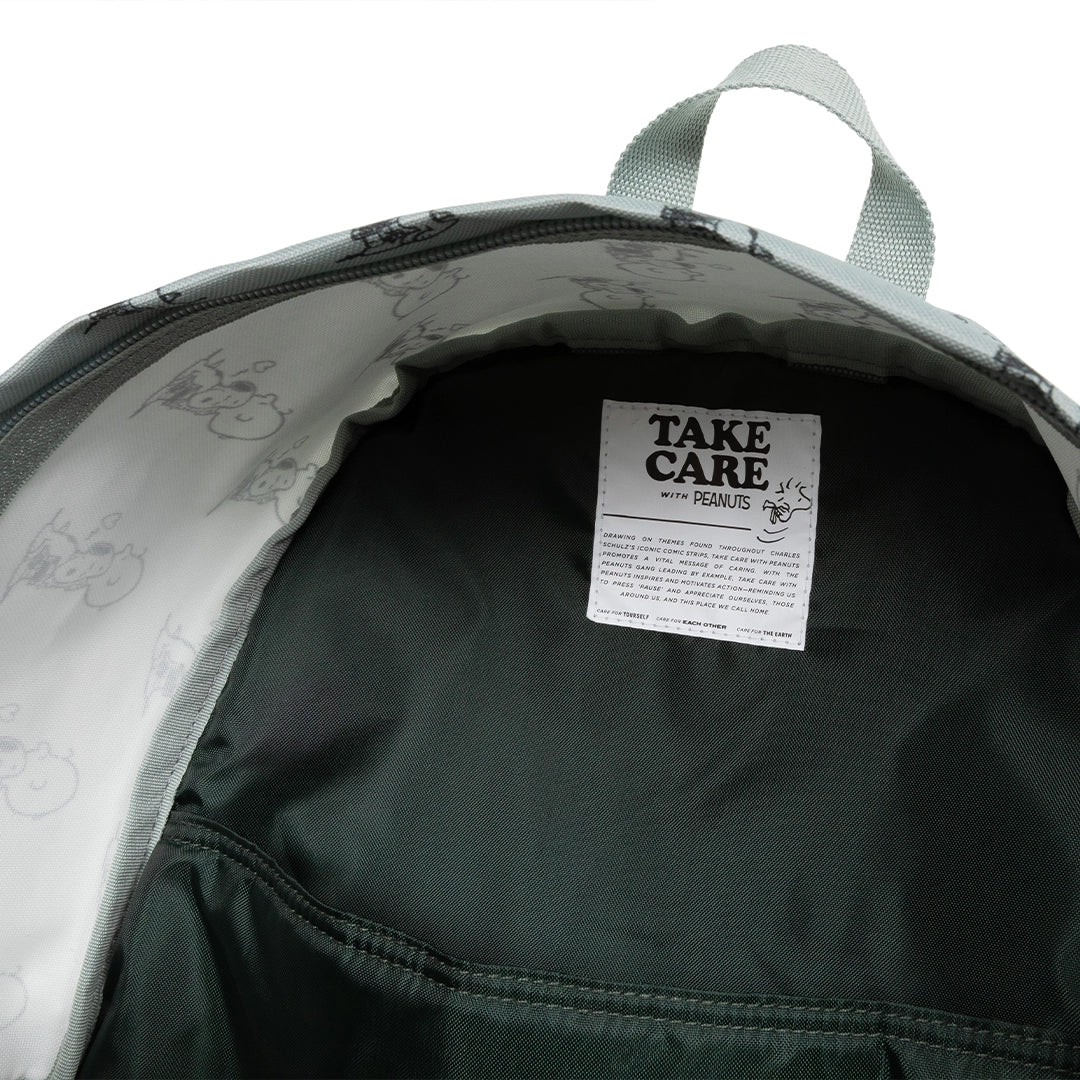 Sac à dos Eastpak Day Pak'R Peanuts Mint, Vue interieur avec étiquette exclusive.