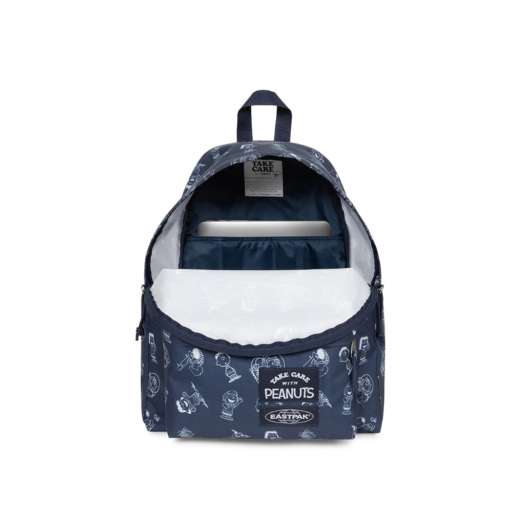 Sac à dos Eastpak Day Pak'R Peanuts Navy, face avant avec poche ouverte