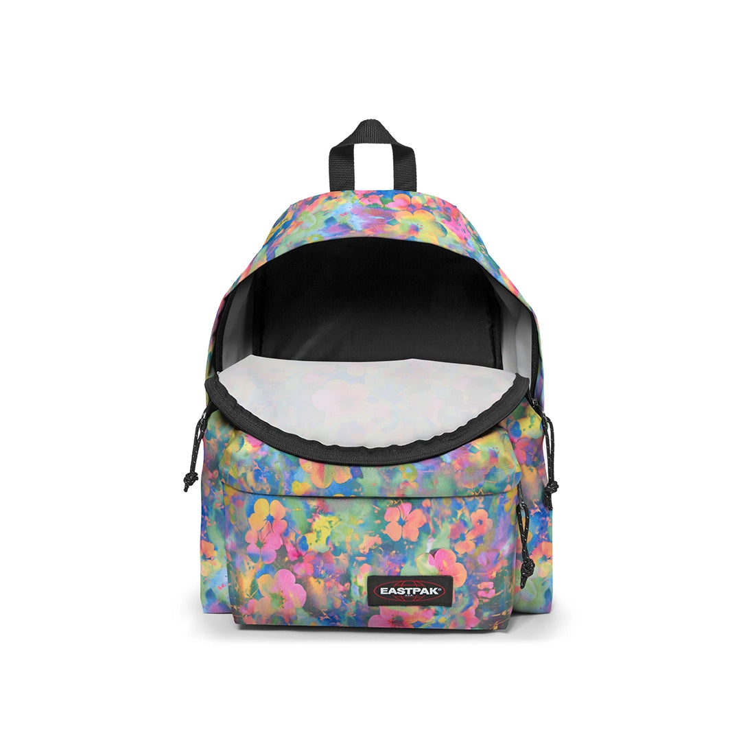 Sac à dos Eastpak Padded Pak'R Flower Blur Mix, vue de face poche ouverte