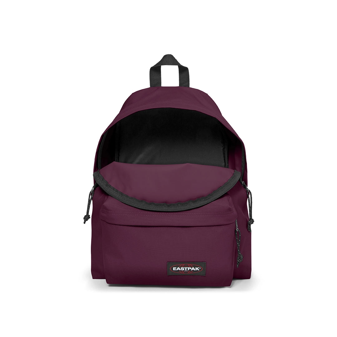 Sac à dos Eastpak Padded Pak'R Plum Purple, vue de face poche ouverte