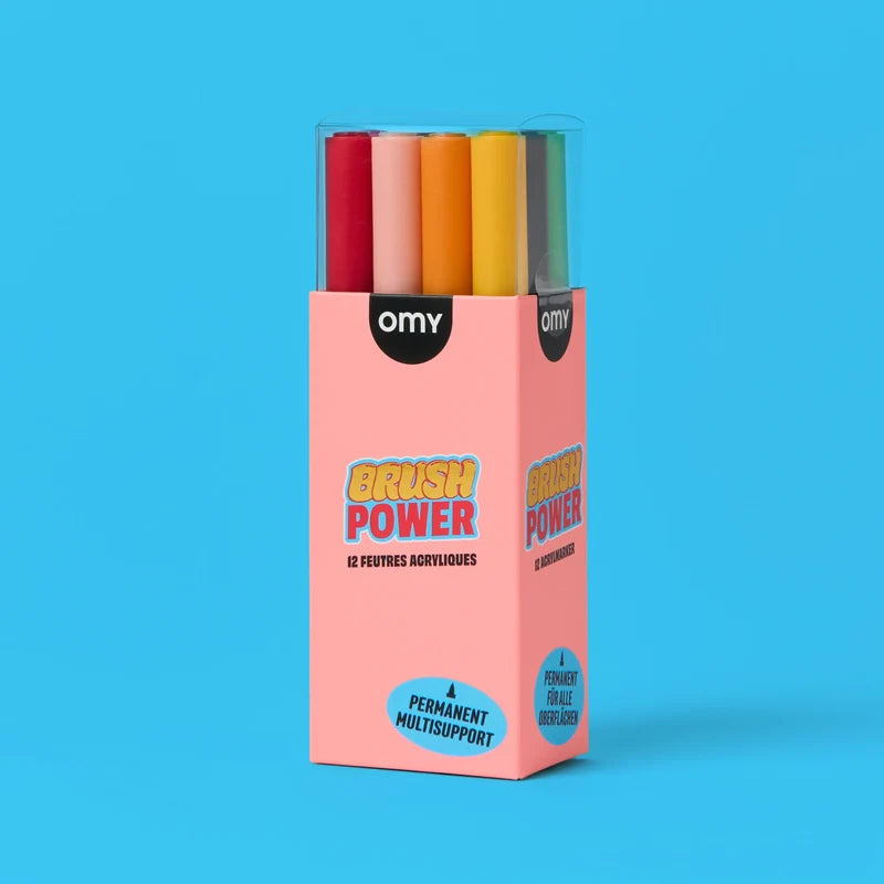 Omy 12 feutres acryliques brush power