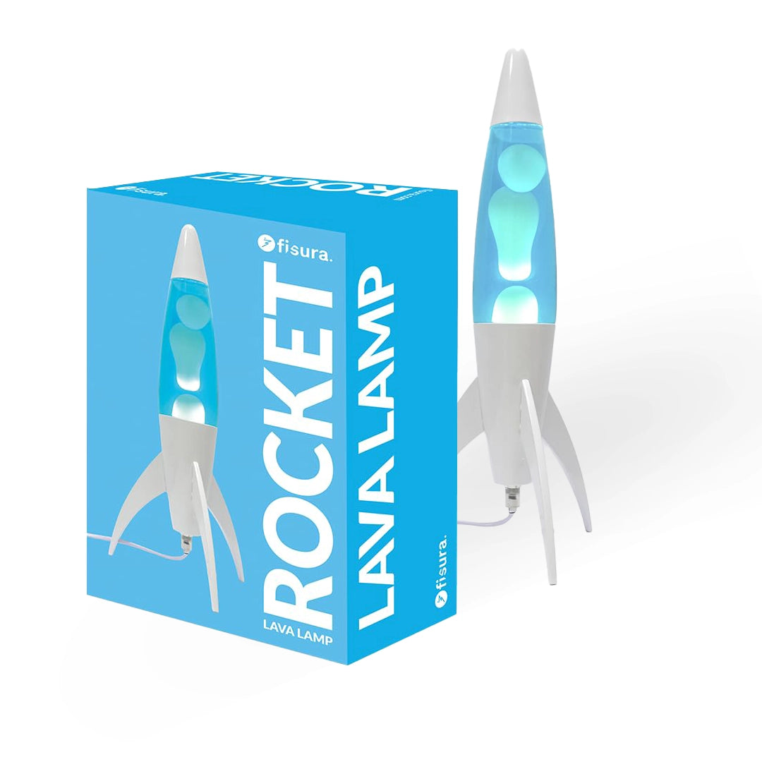 Lampe à lave h.45cm - Rocket White & Blue