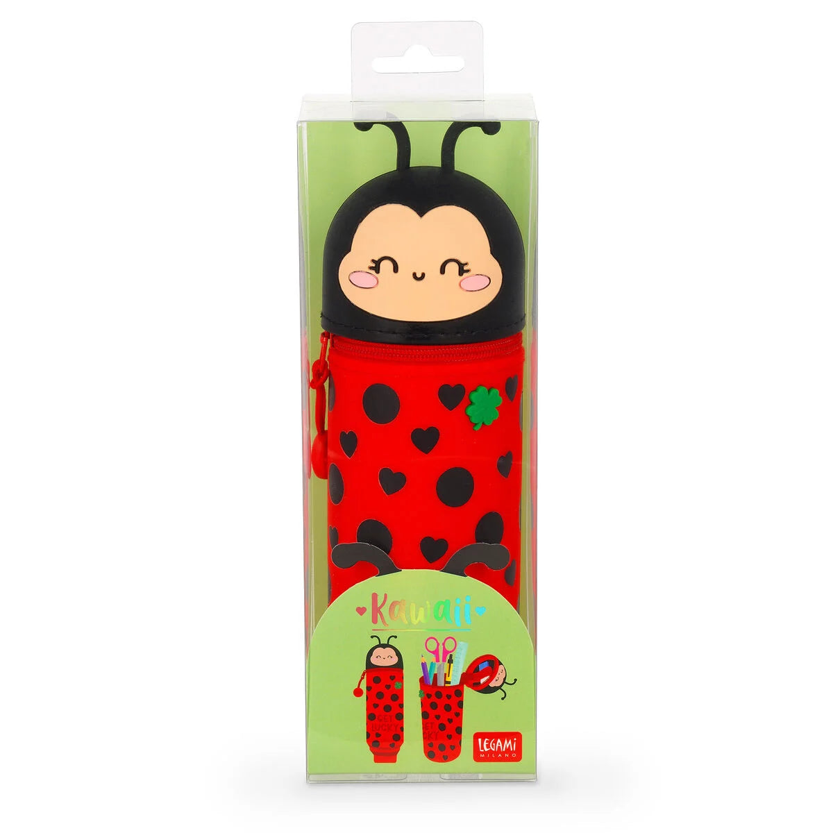 Legami Trousse en silicone 2 en 1 Kawaii- Coccinelle
