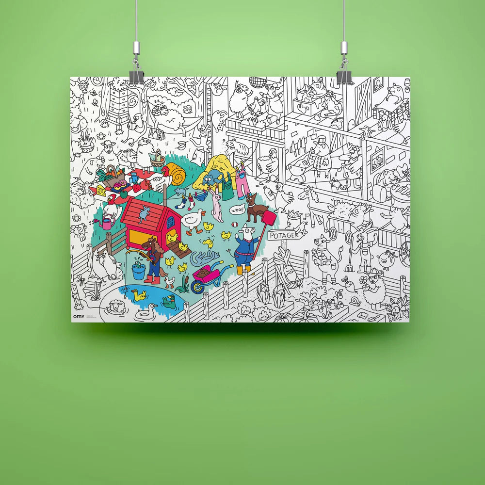 OMY Coloriage géant à colorier - Poster La ferme