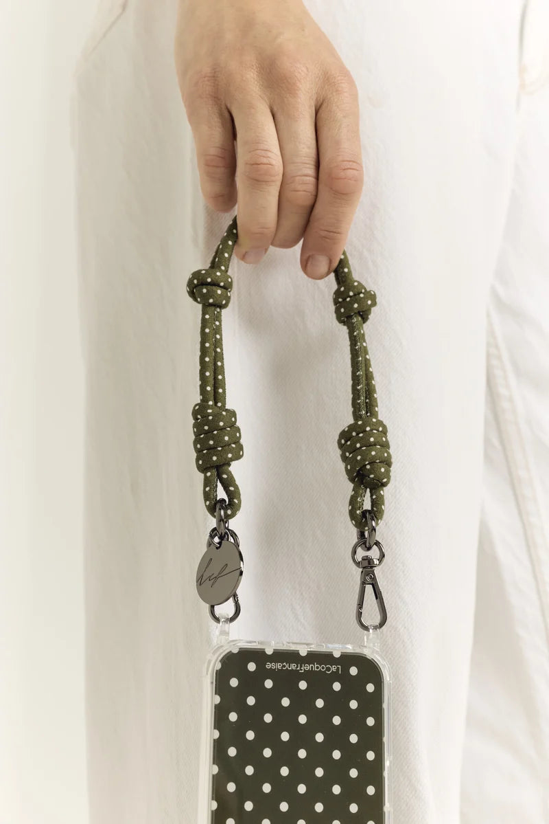 Chaîne courte de téléphone - Nolan pois blancs