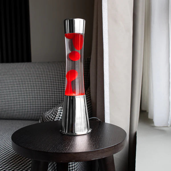 Lampe à lave h.40cm - rouge base argent