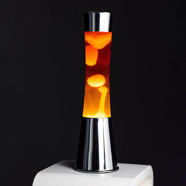 Lampe à lave H.40 cm - orange & argent
