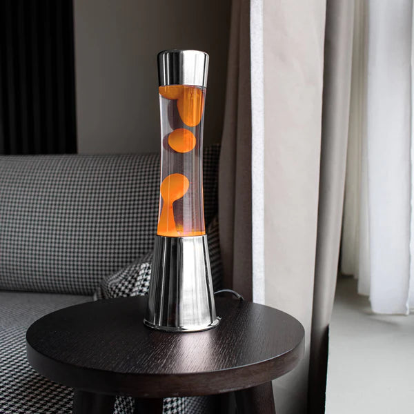 Lampe à lave H.40 cm - orange & argent