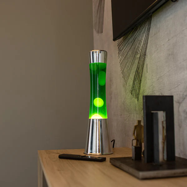 Lampe à lave h.40cm - jaune & vert base métal