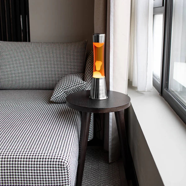 Lampe à lave h.40 cm - orange & base chromée