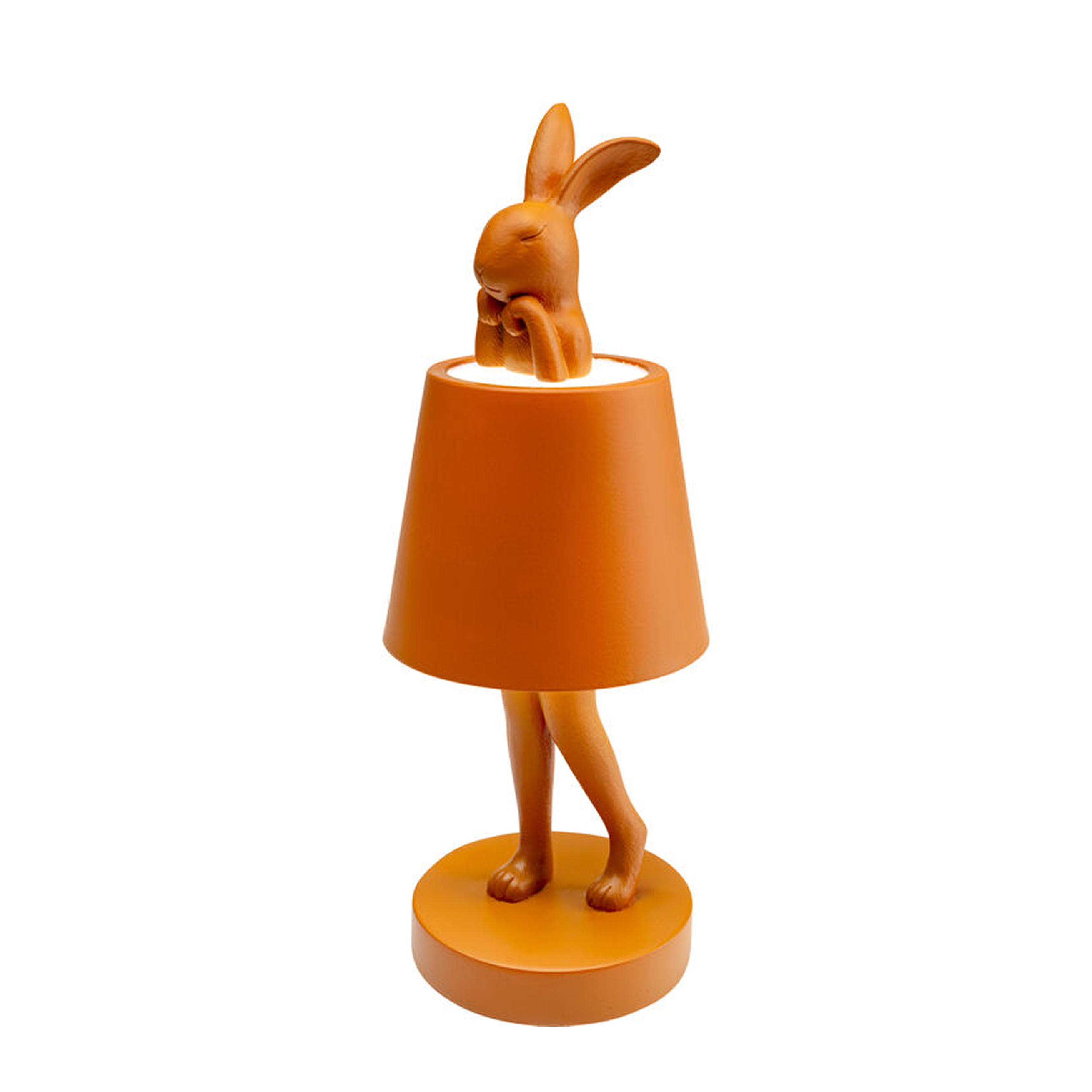 Lampe lapin LED sans fil rechargeable orange pour l'intérieur et/ ou l'extérieur.