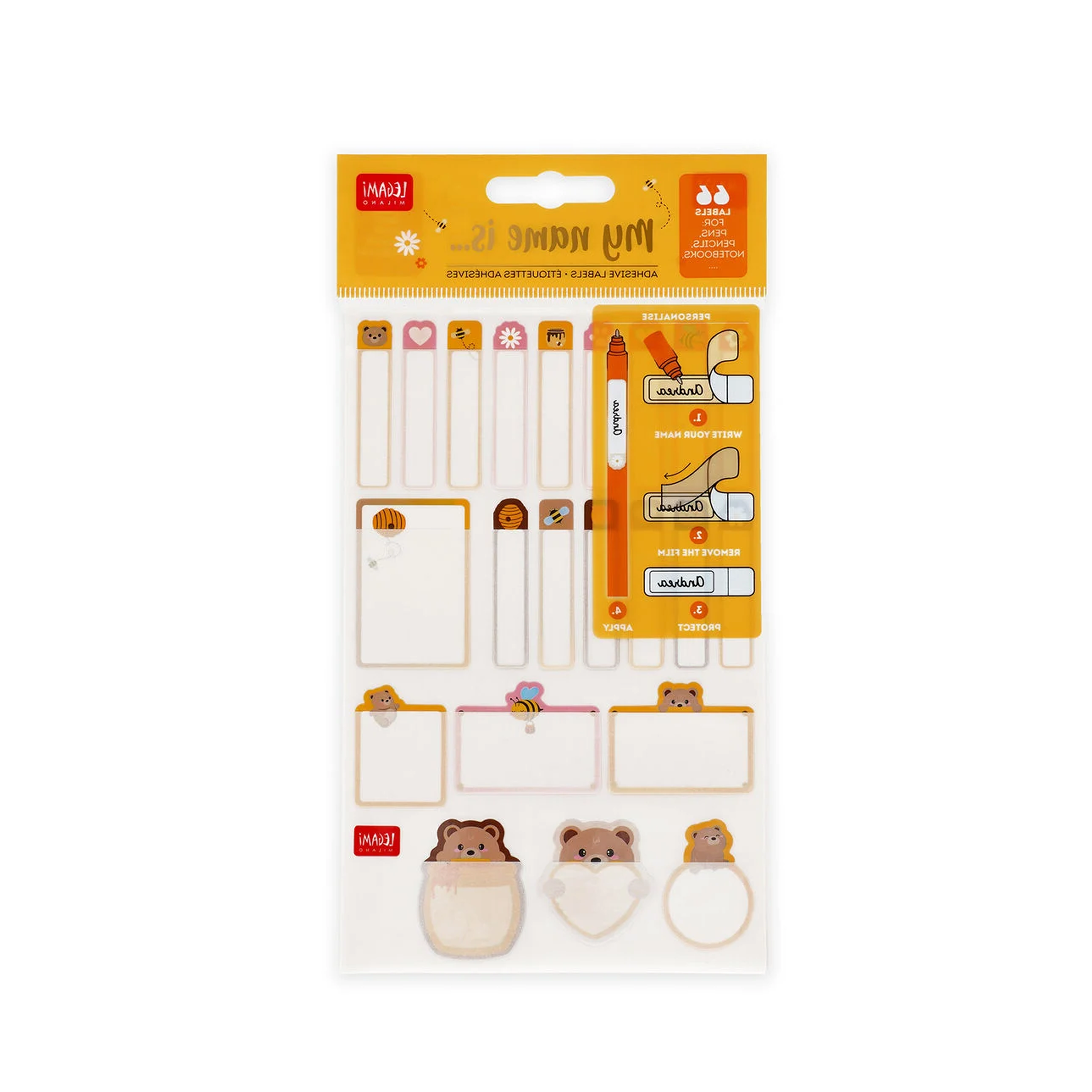 Legami set de 66 étiquettes adhésives Teddy bear.