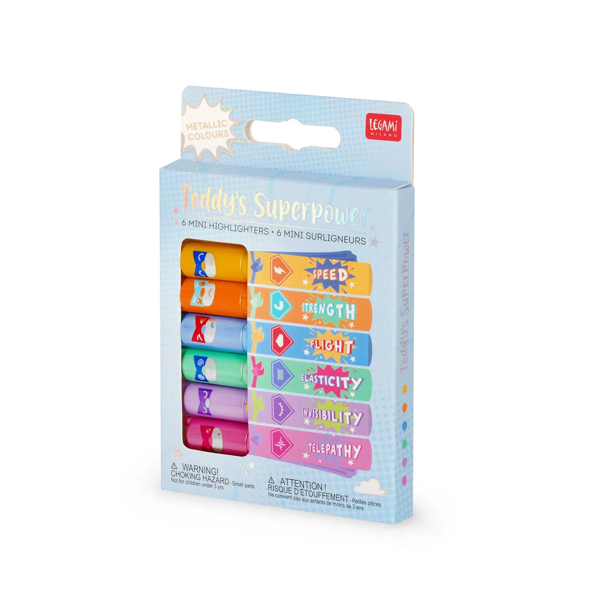 Legami Set de 6 mini surligneurs Teddy’s Superpower