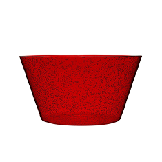Saladier en méthacrylate couleur rouge, au design translucide et lumineux.