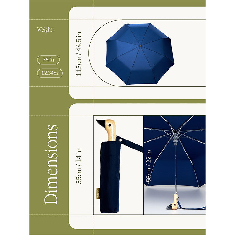 Parapluie compact avec manche Duck - navy