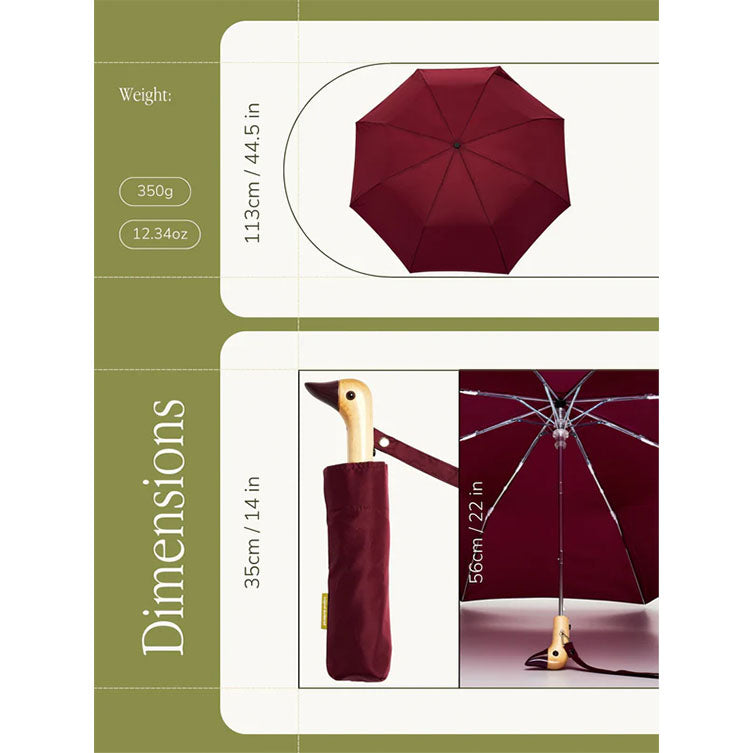 Parapluie compact avec manche Duck - cherry