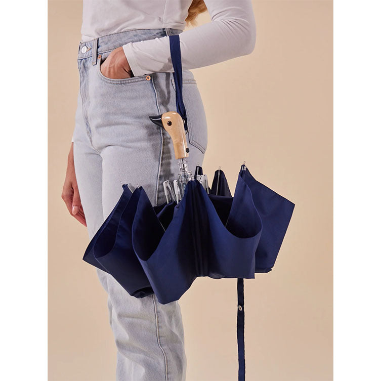 Parapluie compact avec manche Duck - navy