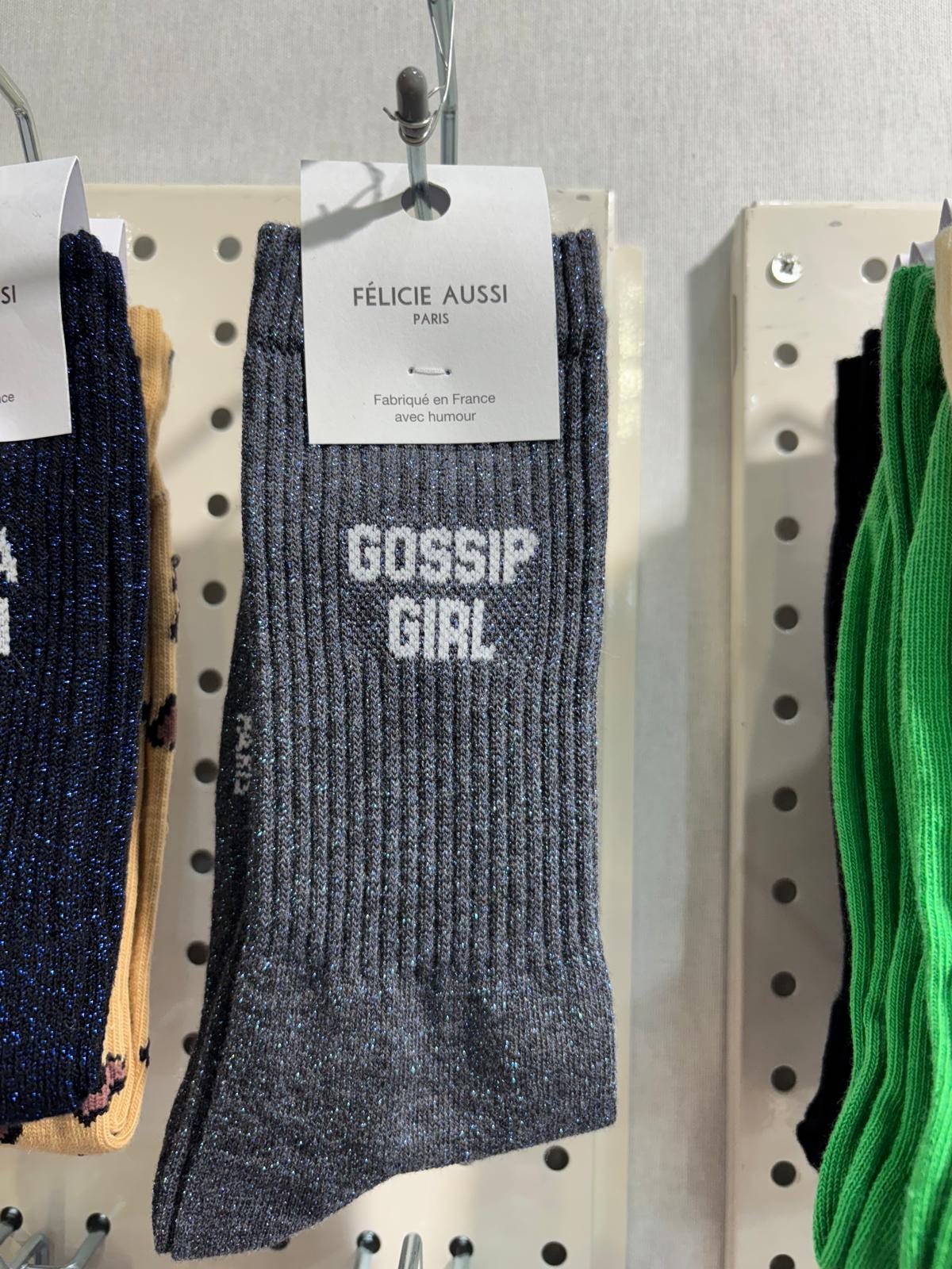 Chaussettes paillettes - Gossip girl 36/40 gris