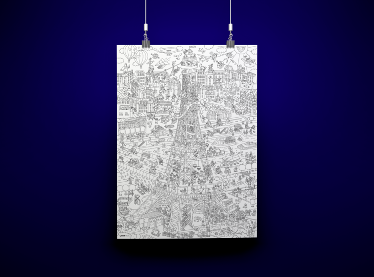 OMY Coloriage géant - Poster Tour Eiffel