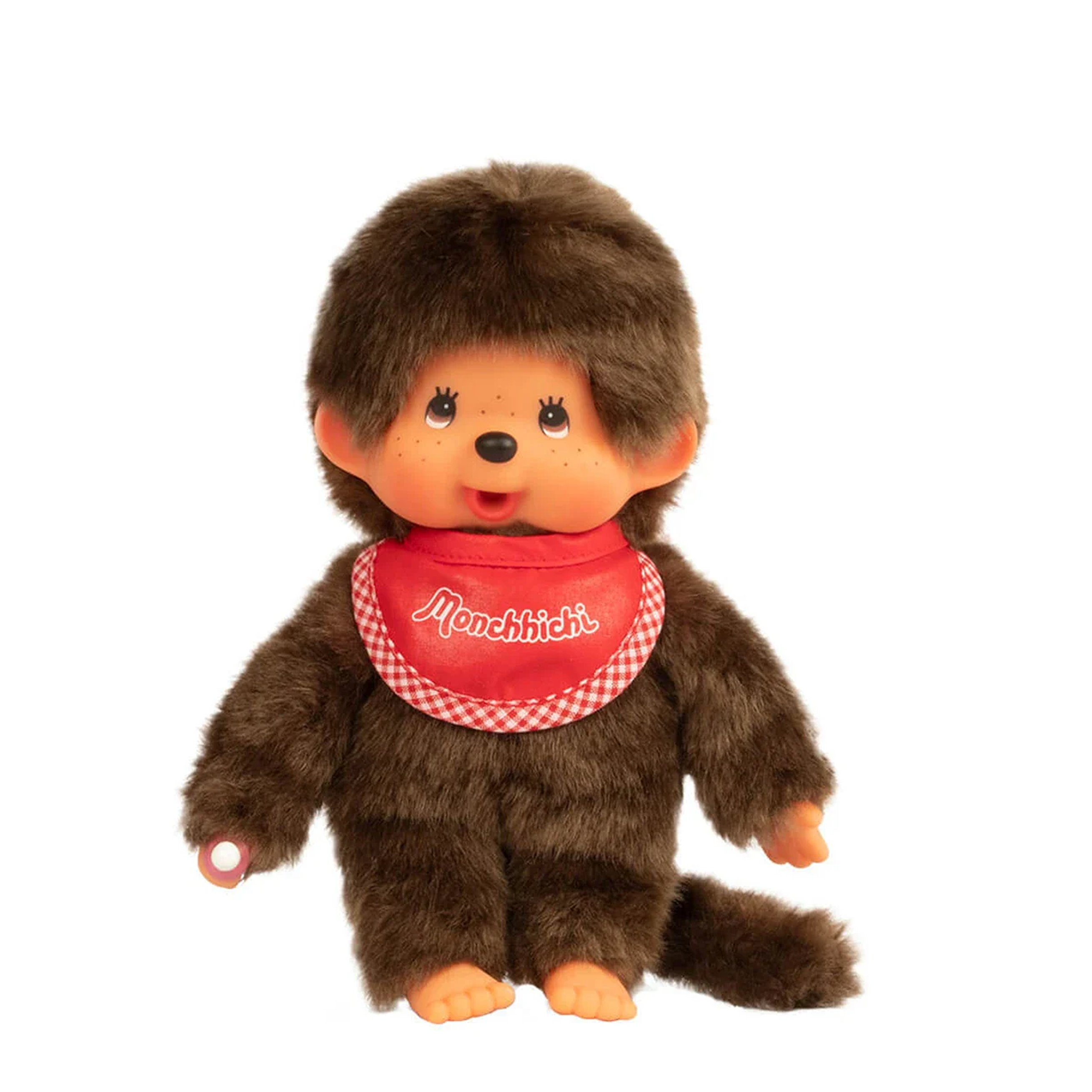 Peluche Monchhichi garçon bavoir rouge
