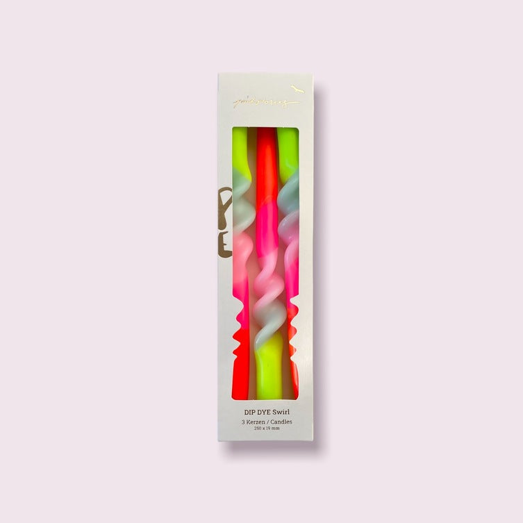 Set de 3 bougies Dip dye Swirl - Lollipop flowers