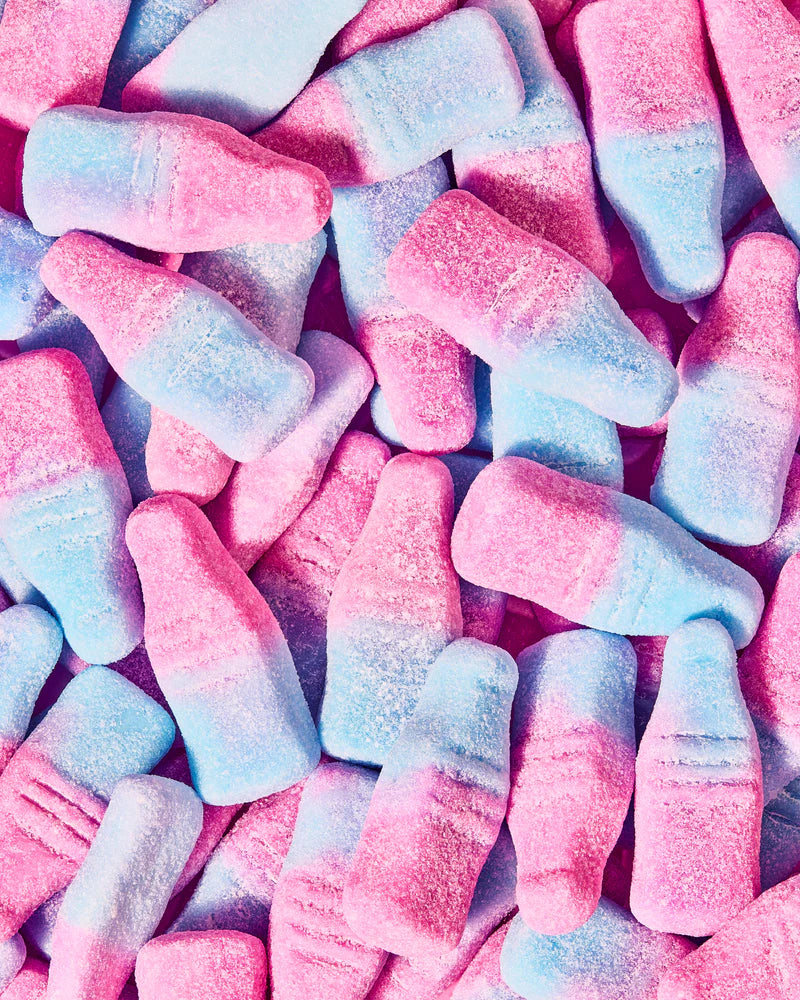 Bonbons bouteilles rose et bleu sans sucre